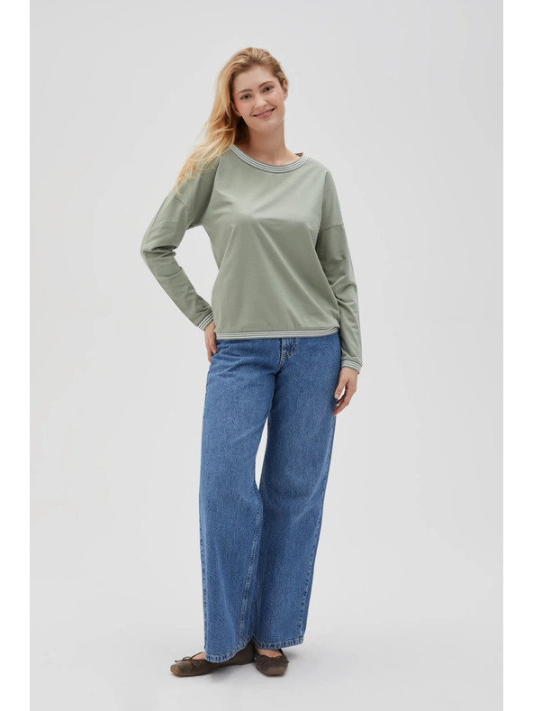 Moodo Olivna ženska majica z dolgimi rokavi Moodo