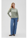 Moodo Olivna ženska majica z dolgimi rokavi Moodo
