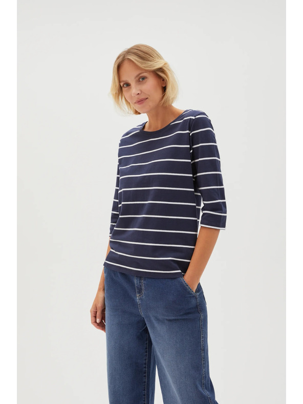 Moodo Temno modra ženska majica z dolgimi rokavi Moodo