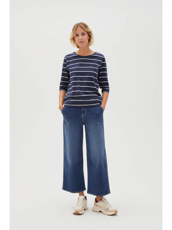 Moodo Temno modra ženska majica z dolgimi rokavi Moodo