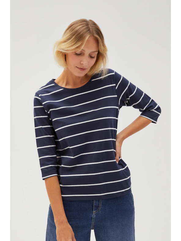 Moodo Temno modra ženska majica z dolgimi rokavi Moodo