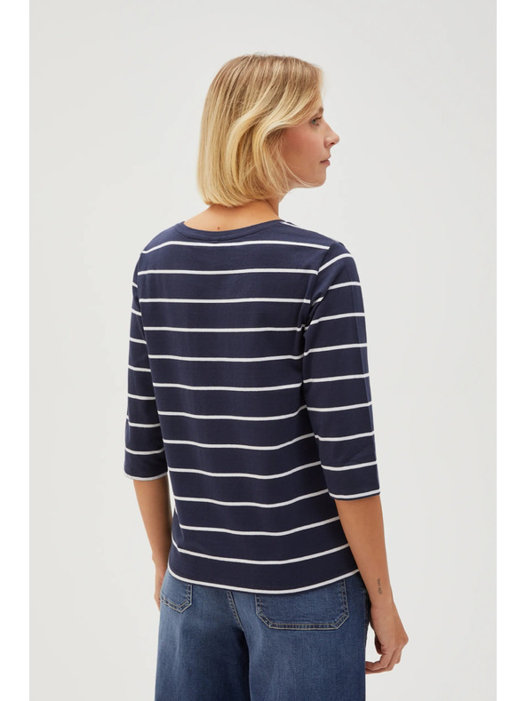 Moodo Temno modra ženska majica z dolgimi rokavi Moodo