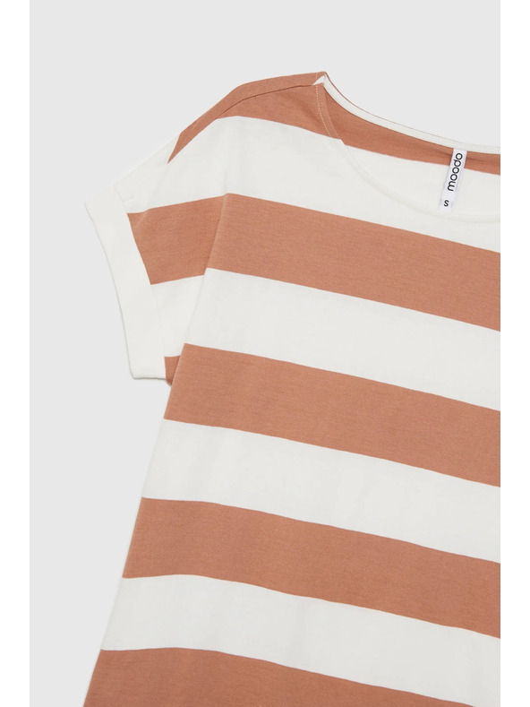 Moodo Bež-bela črtasta ženska majica Moodo