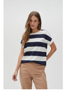 Moodo Modro-bela črtasta ženska majica Moodo