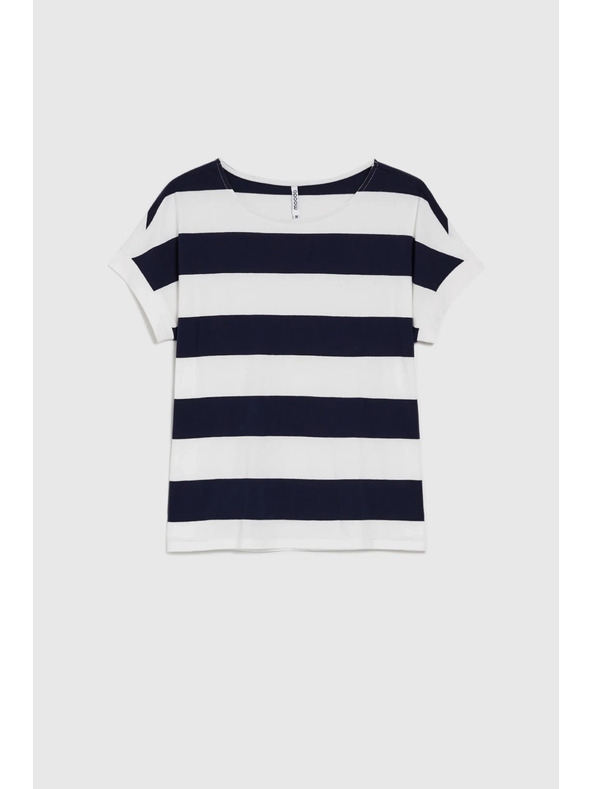 Moodo Modro-bela črtasta ženska majica Moodo