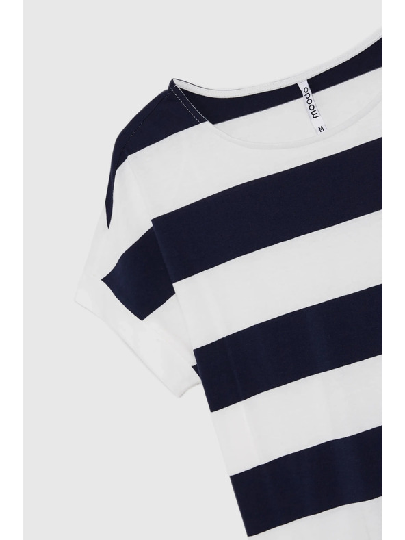 Moodo Modro-bela črtasta ženska majica Moodo