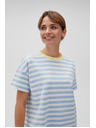 Moodo Modro-bela črtasta majica z rumenim ovratnikom