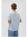 Moodo Modro-bela črtasta majica z rumenim ovratnikom
