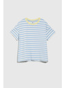 Moodo Modro-bela črtasta majica z rumenim ovratnikom