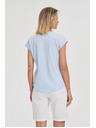 Moodo Svetlo moder bombažen top z žepom