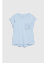 Moodo Svetlo moder bombažen top z žepom