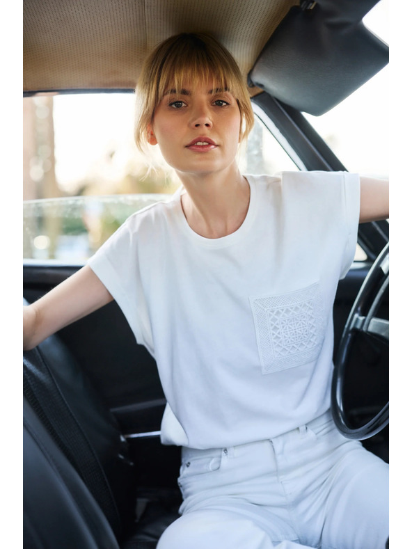 Moodo Bel bombažen top z žepom