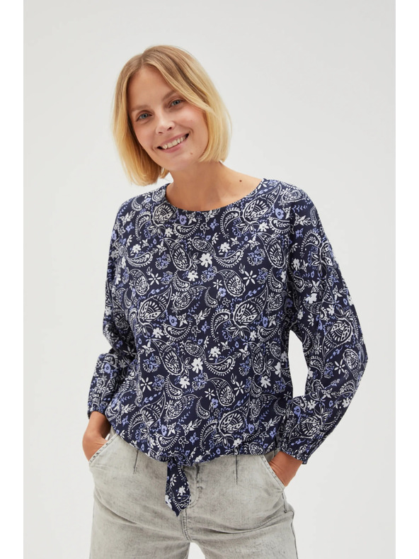 Moodo Temno modra vzorčasta ženska bluza