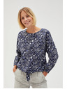 Moodo Temno modra vzorčasta ženska bluza