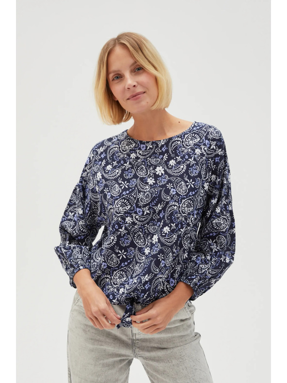 Moodo Temno modra vzorčasta ženska bluza