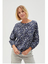 Moodo Temno modra vzorčasta ženska bluza