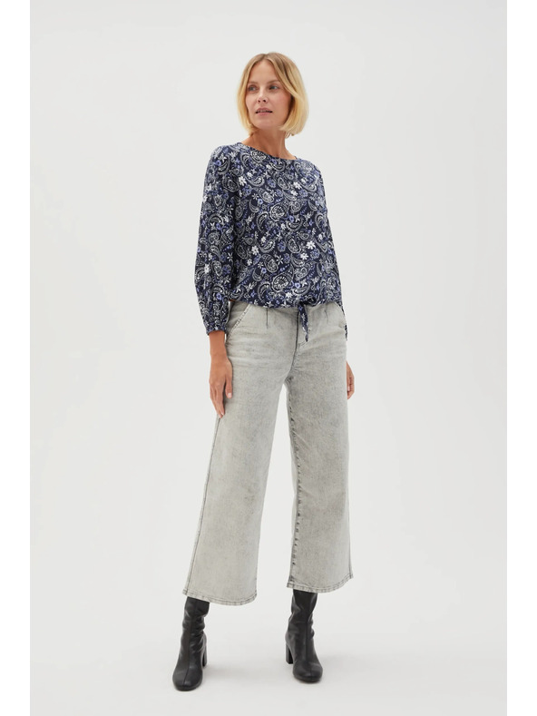 Moodo Temno modra vzorčasta ženska bluza