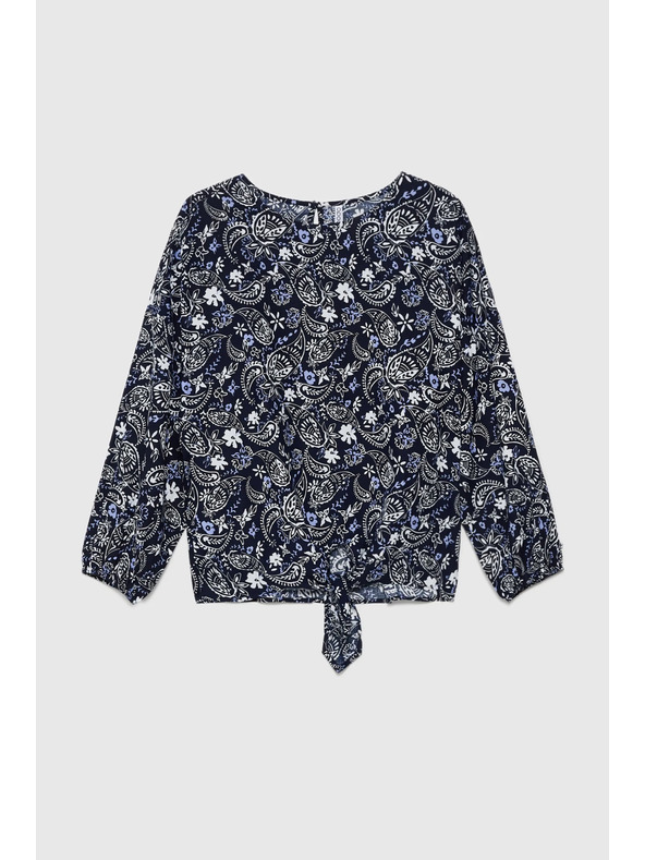 Moodo Temno modra vzorčasta ženska bluza