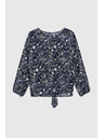 Moodo Temno modra vzorčasta ženska bluza