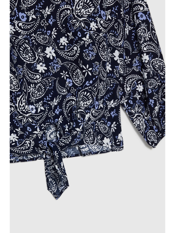 Moodo Temno modra vzorčasta ženska bluza