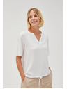 Moodo Bela ženska bluza z vezanjem