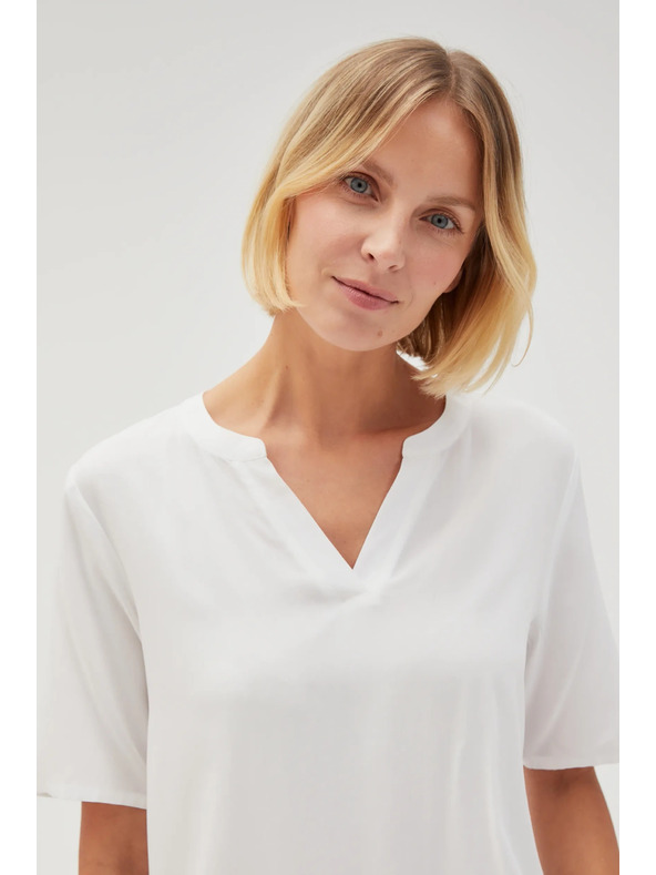 Moodo Bela ženska bluza z vezanjem