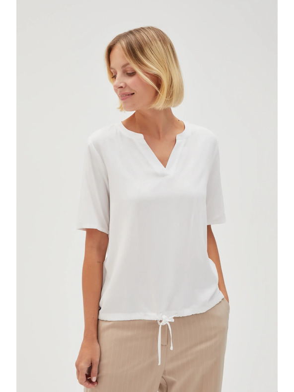 Moodo Bela ženska bluza z vezanjem
