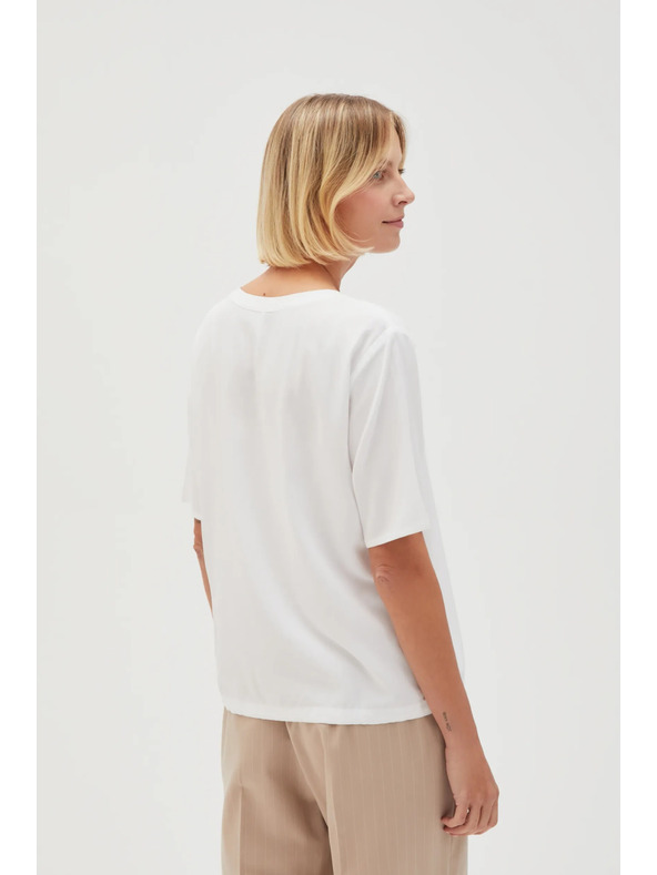 Moodo Bela ženska bluza z vezanjem