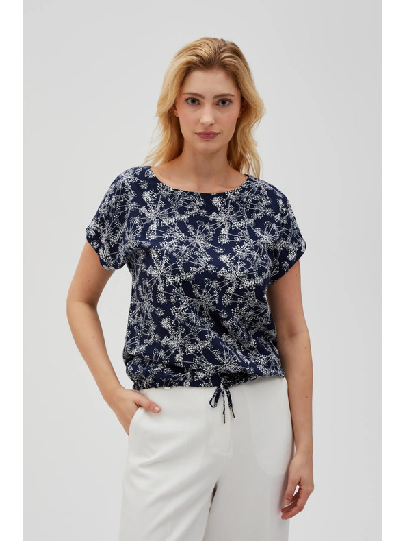 Moodo Temno modra ženska bluza z vezanjem