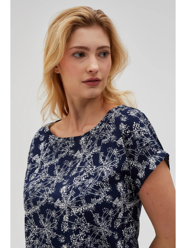 Moodo Temno modra ženska bluza z vezanjem