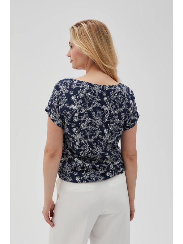 Moodo Temno modra ženska bluza z vezanjem