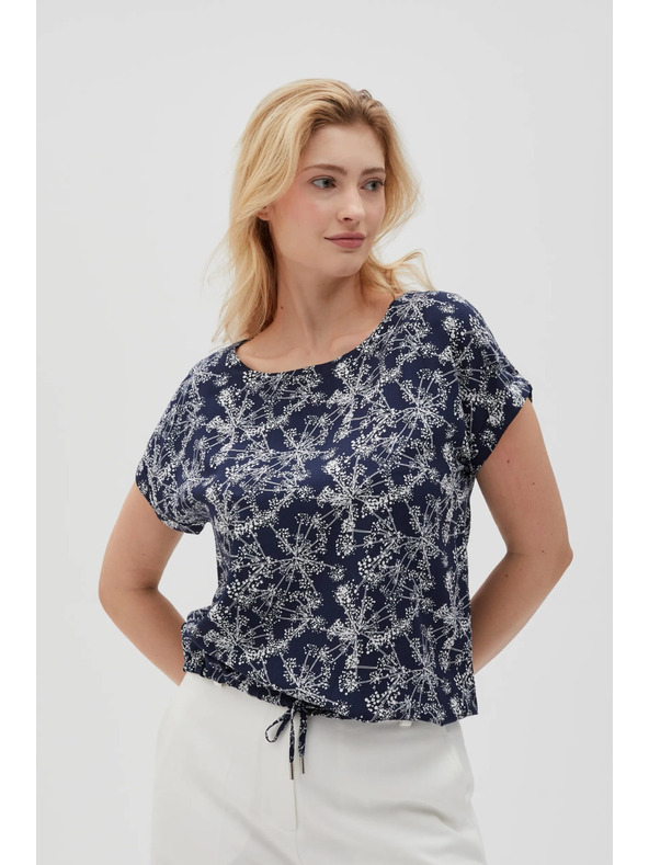 Moodo Temno modra ženska bluza z vezanjem