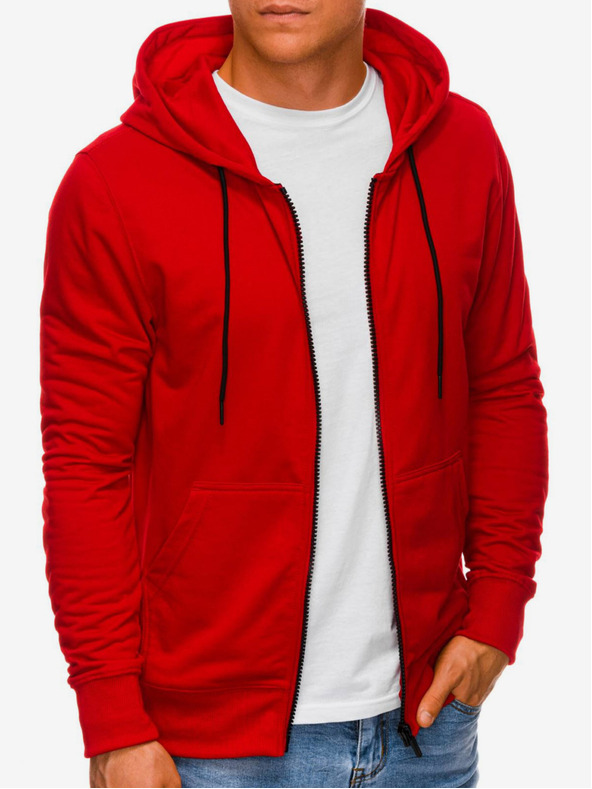 Edoti Rdeča moška jopica z zadrgo in kapuco Edoti