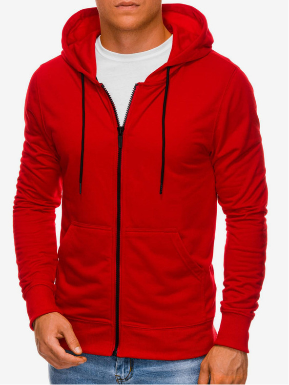 Edoti Rdeča moška jopica z zadrgo in kapuco Edoti