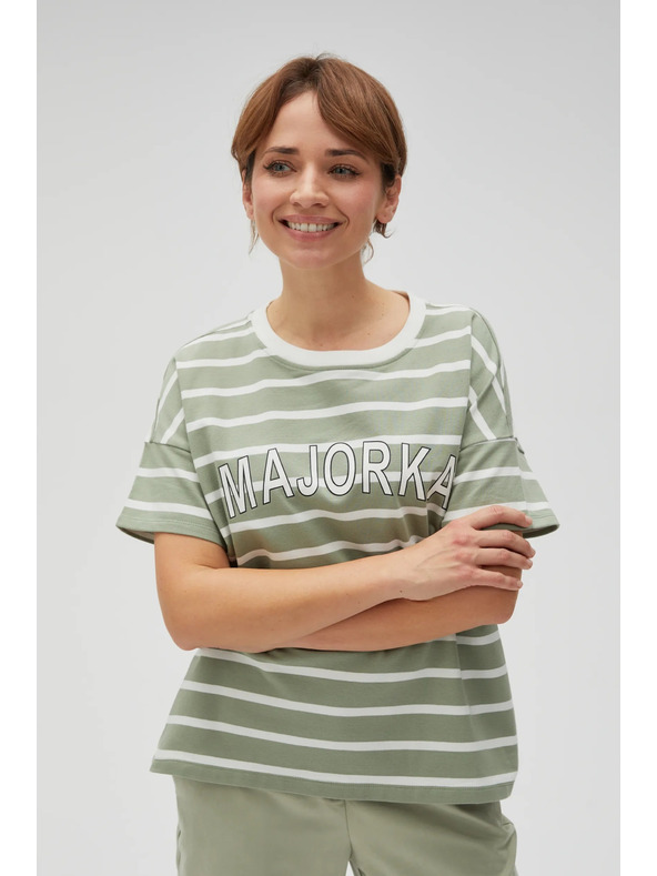 Moodo Olivno črtasto majico