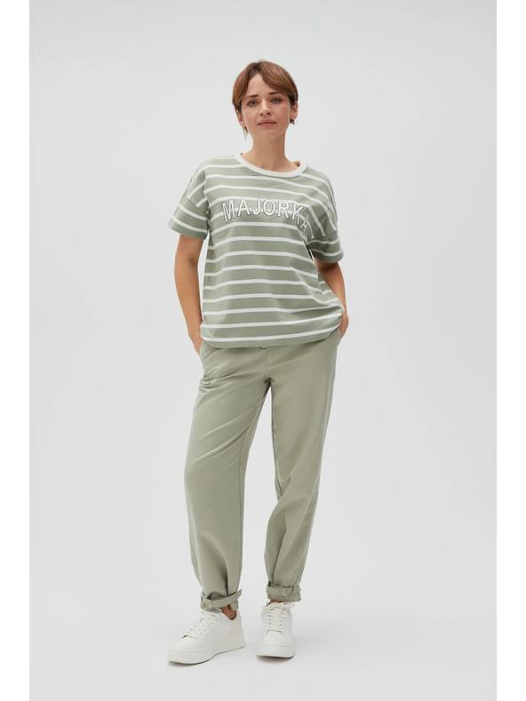 Moodo Olivno črtasto majico