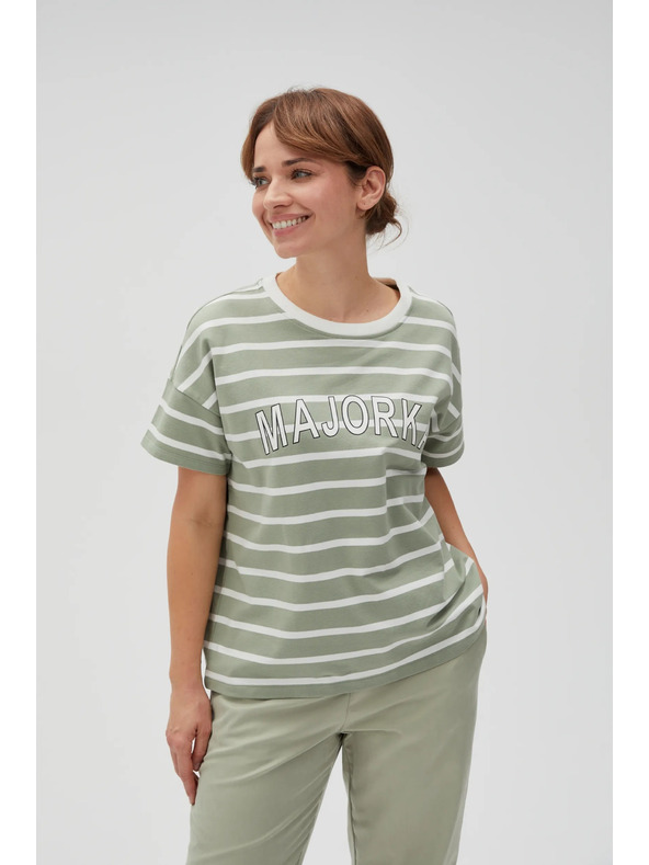 Moodo Olivno črtasto majico