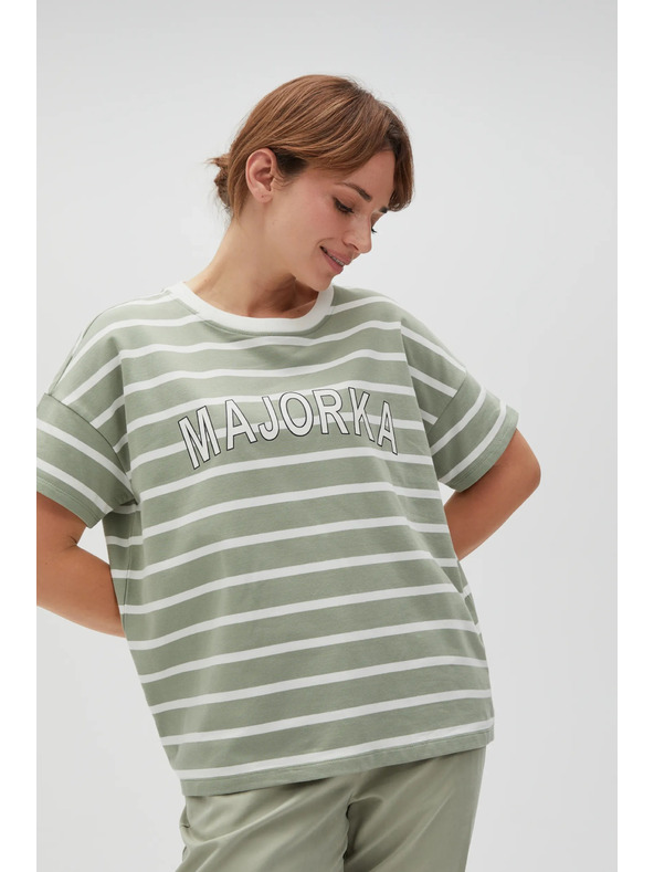 Moodo Olivno črtasto majico