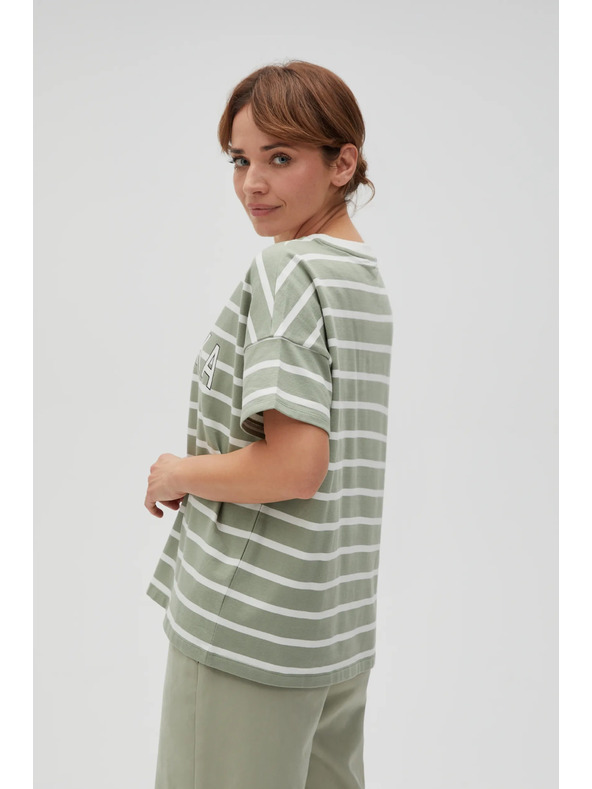 Moodo Olivno črtasto majico