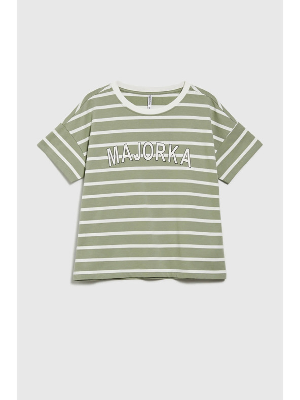 Moodo Olivno črtasto majico