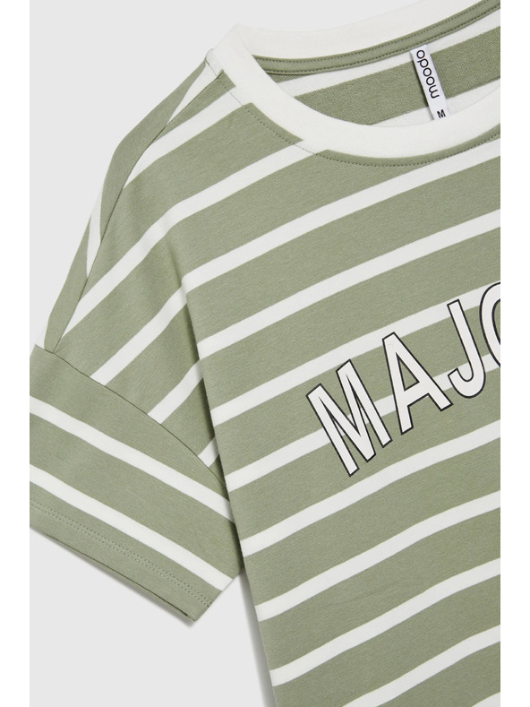 Moodo Olivno črtasto majico