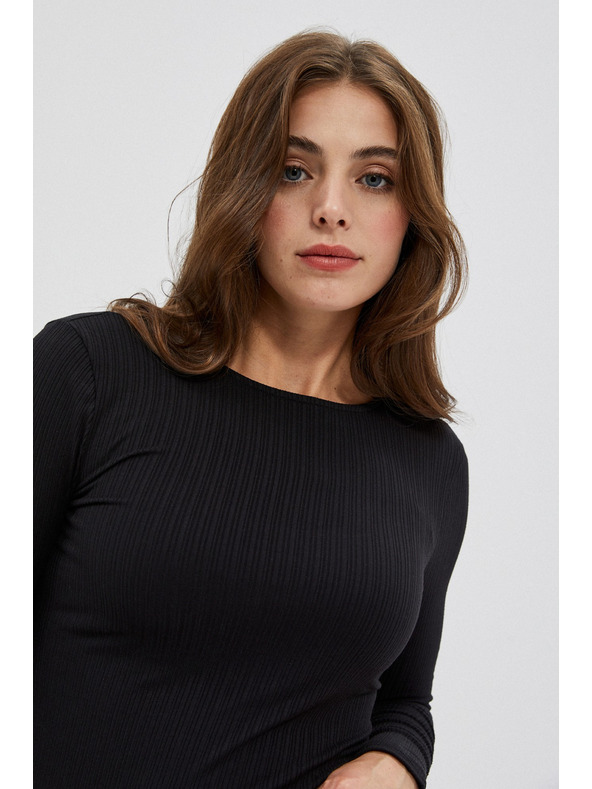 Moodo Črno žensko majico z dolgimi rokavi