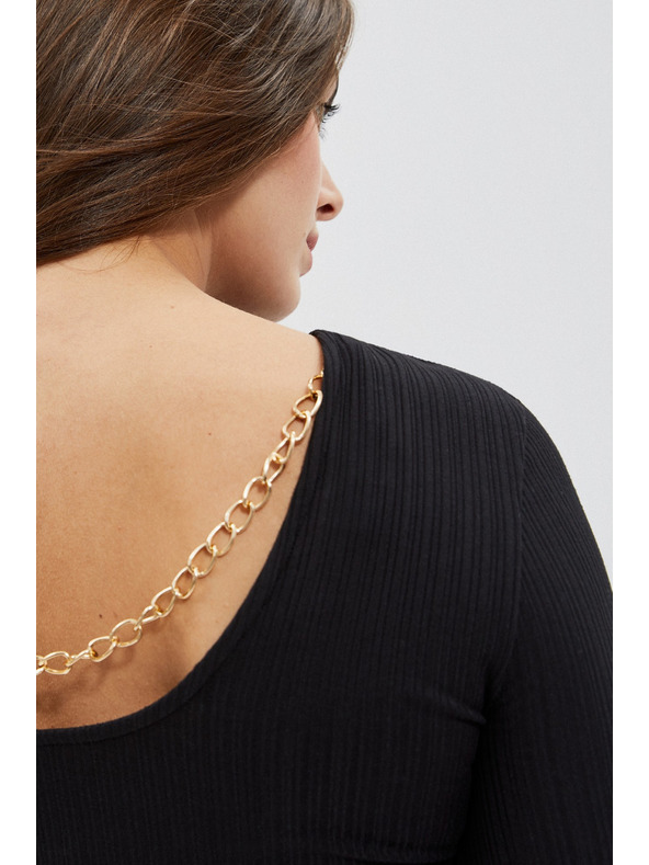 Moodo Črno žensko majico z dolgimi rokavi