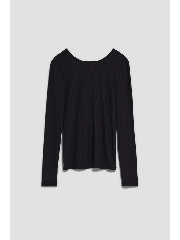 Moodo Črno žensko majico z dolgimi rokavi