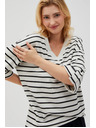 Moodo Črtasto belo-črno ohlapno majico