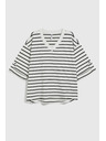 Moodo Črtasto belo-črno ohlapno majico