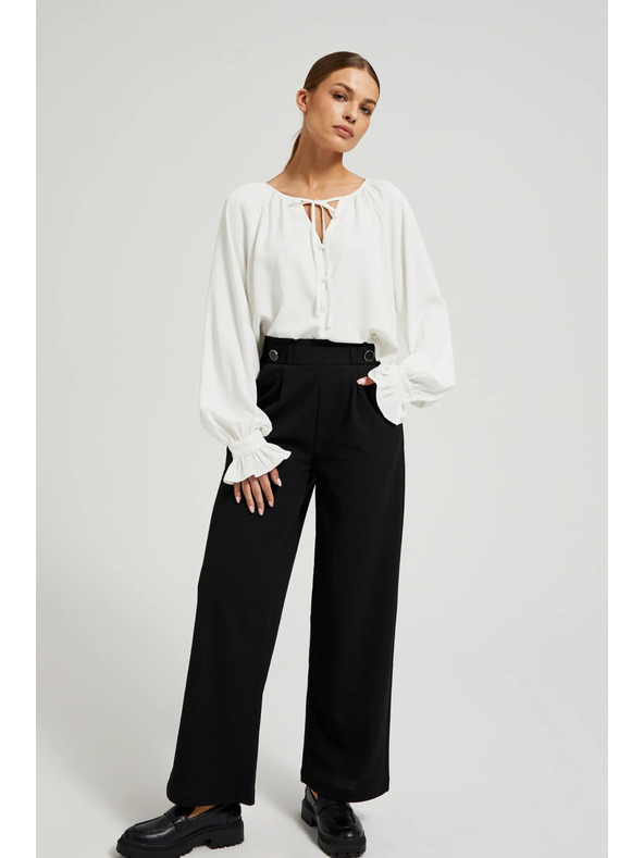 Moodo Bela ženska bluza z volani