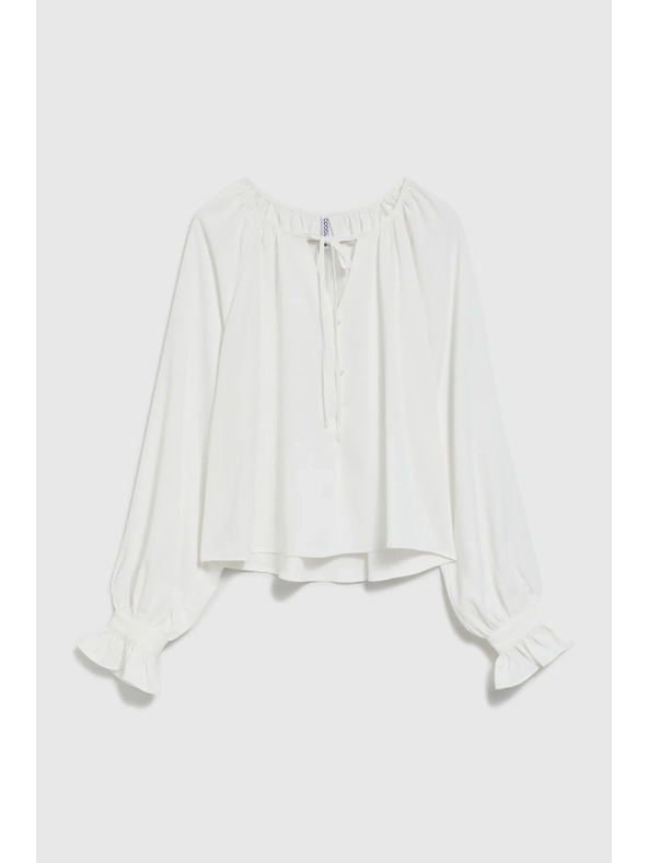 Moodo Bela ženska bluza z volani