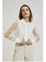 Moodo Bela srajca s prosojnimi rokavi
