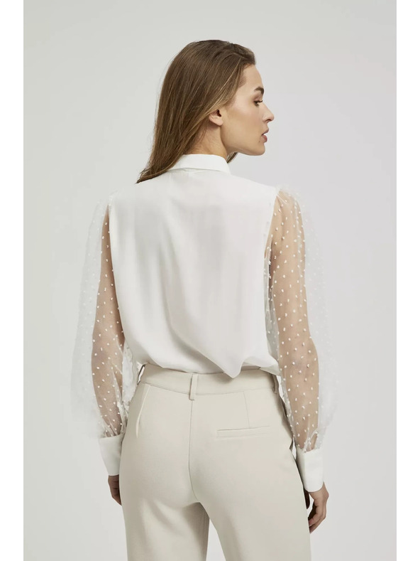 Moodo Bela srajca s prosojnimi rokavi